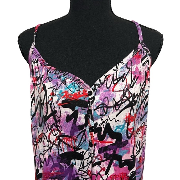 Rouge Collection 2XL Colorful Graffiti Street Art Graphic Sleeveless Maxi Dress - Picture 1 of 11